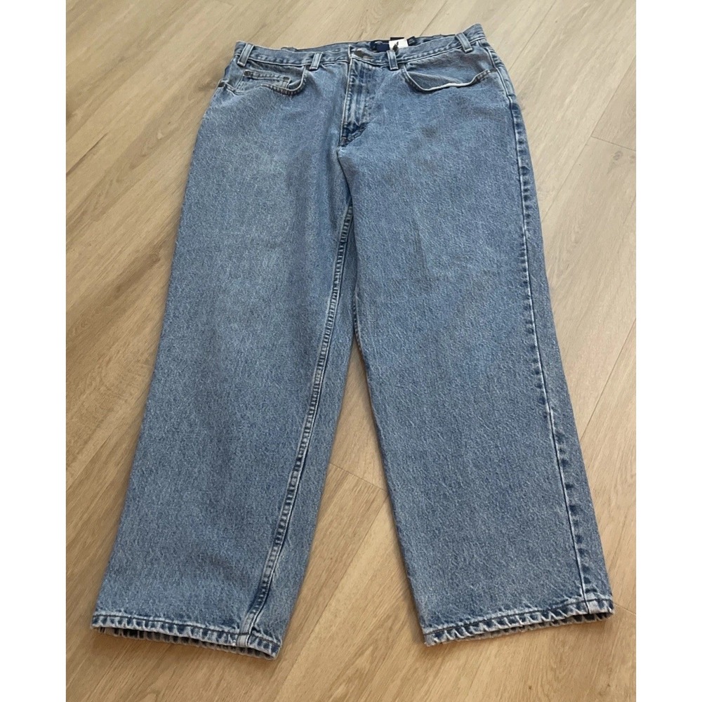 Vintage Eddie Bauer Loose Fit Denim Jeans Light Wash Blue 36x30